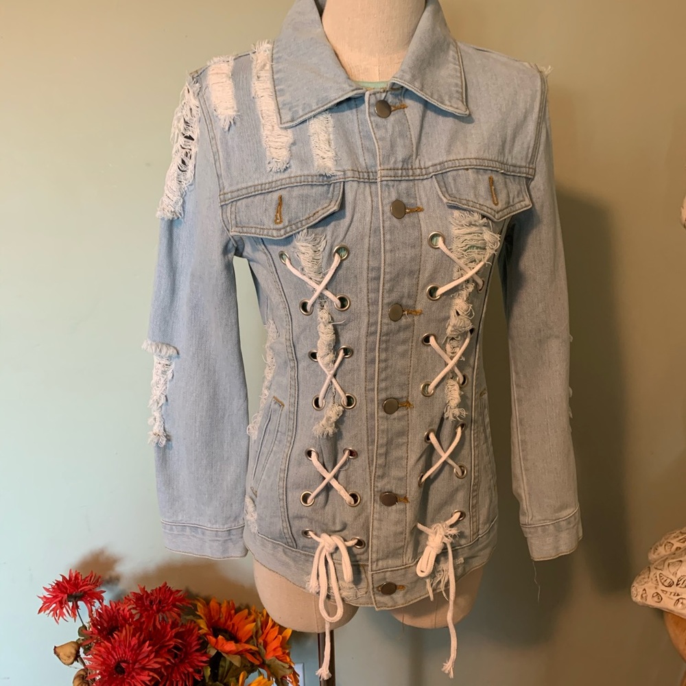 Jean lace up jacket